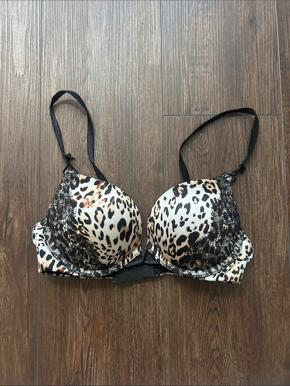 Victoria’s Secret Leopard Lace Push-Up Bra - Black/Beige